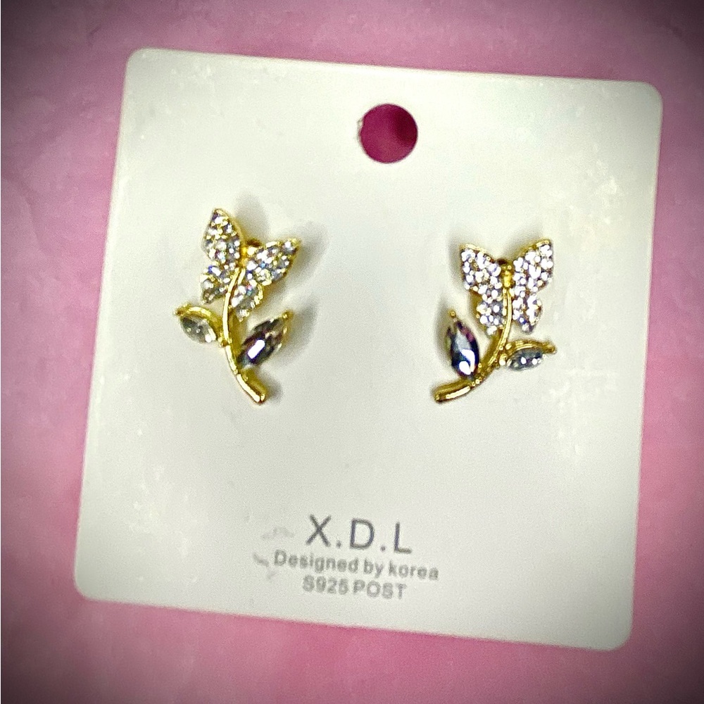 Gold and Silver Nature-Inspired Stud Earrings